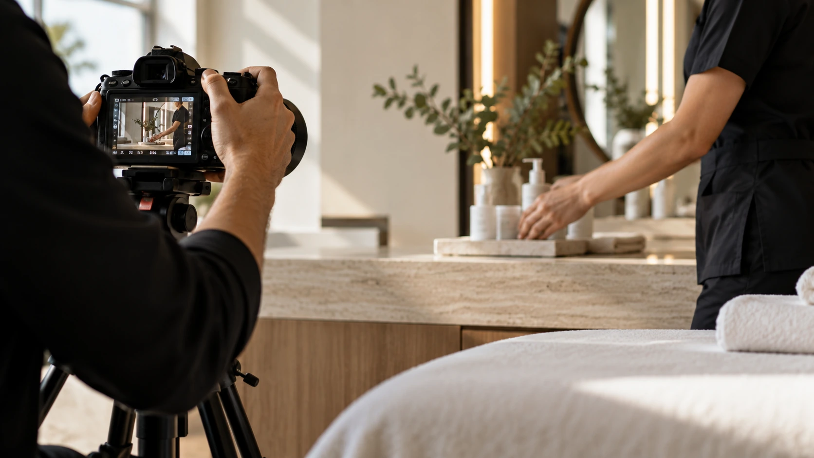 Producción fotográfica profesional en un espacio de servicios